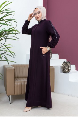 Mouw Gedetailleerde Abaya Plum 6106SMR.MRD
