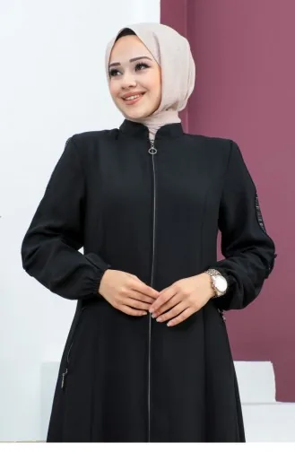 Abaya With Sleeve Detail Black 6106SMR.SYH
