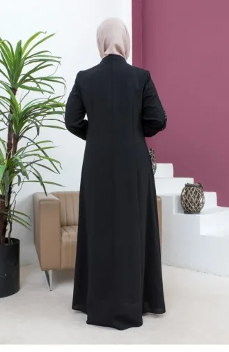 Abaya With Sleeve Detail Black 6106SMR.SYH