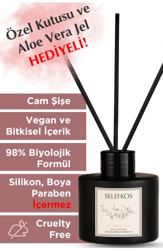 Vegan Bambu Çubuklu Oda Kokusu Kiraz Çiçeği Ve Çilek Kokulu 110ml SH0051-01 Renkli