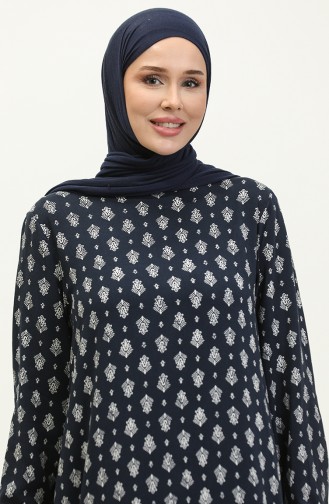 Robe à Motifs Avec Manches Elastiques 2017-01 Bleu Marine 2017-01