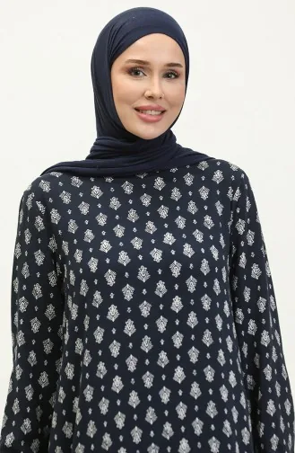 Robe à Motifs Avec Manches Elastiques 2017-01 Bleu Marine 2017-01