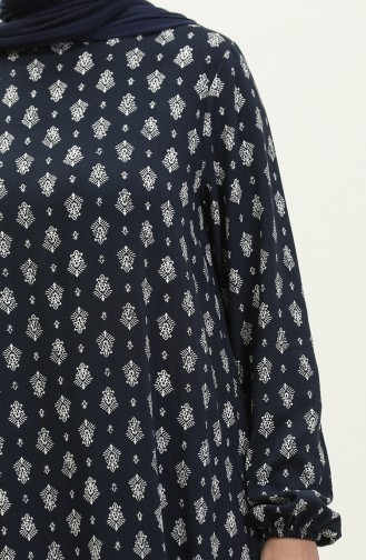 Robe à Motifs Avec Manches Elastiques 2017-01 Bleu Marine 2017-01