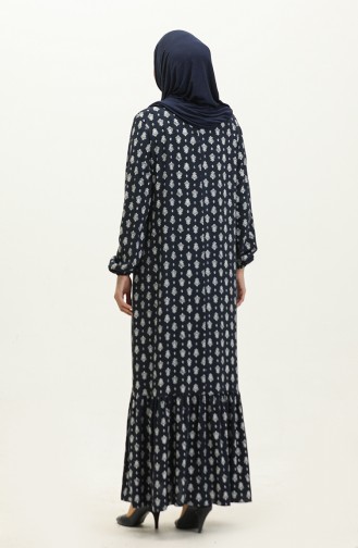 Robe à Motifs Avec Manches Elastiques 2017-01 Bleu Marine 2017-01