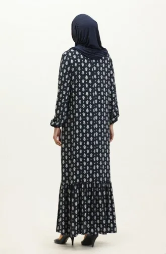 Robe à Motifs Avec Manches Elastiques 2017-01 Bleu Marine 2017-01