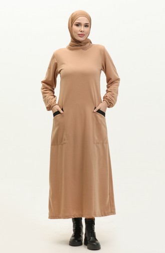 Two Thread with Pocket Dress 0274-02 Milky Coffee 0274-02