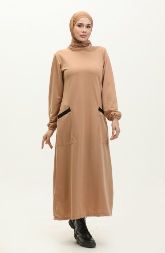 Two Thread with Pocket Dress 0274-02 Milky Coffee 0274-02