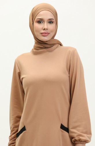 Two Thread with Pocket Dress 0274-02 Milky Coffee 0274-02