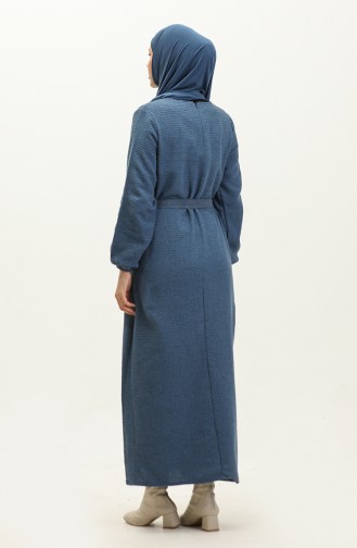 Kleid Aus Tweedstoff Mit Gürtel 0275-02 Indigo 0275-02