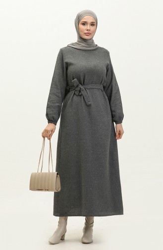 Robe Tissu Tweed Avec Ceinture 0275-07 Fumé 0275-07