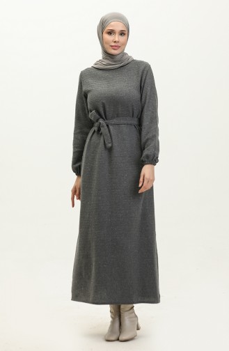 Robe Tissu Tweed Avec Ceinture 0275-07 Fumé 0275-07