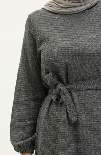 Robe Tissu Tweed Avec Ceinture 0275-07 Fumé 0275-07