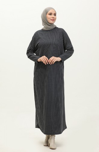 Gestreiftes Kleid Mit Fledermausärmeln 8673-01 Marineblau 8673-01