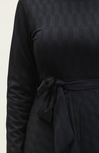 Kleid Mit Jungfraumuster 0149-03 Marineblau 0149-03