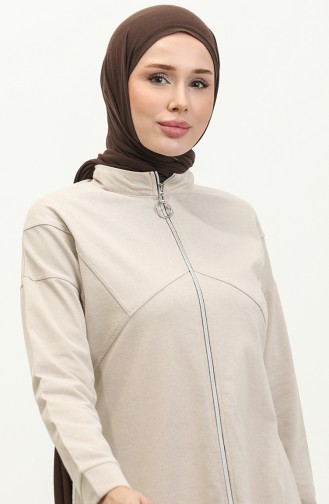 Zippered Tracksuit Set 03063-02 Beige 03063-02