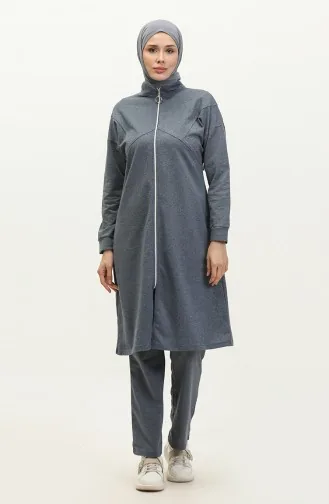 Fermuarlı Eşofman Takım 03063-04 İndigo