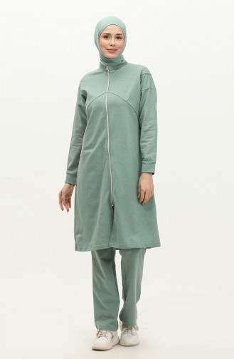Fermuarlı Eşofman Takım 03063-06 Çağla Yeşili