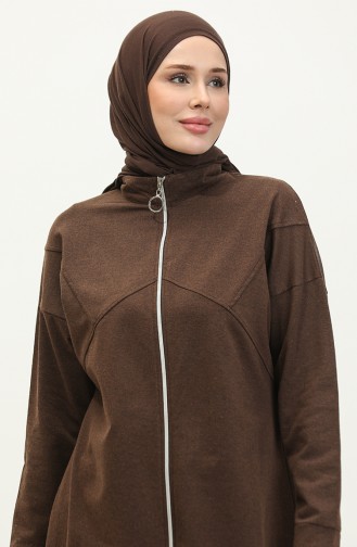 Zippered Tracksuit Set 03063-09 Brown 03063-09