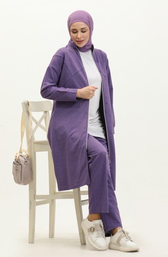 Fermuarlı Eşofman Takım 03063-10 Mor