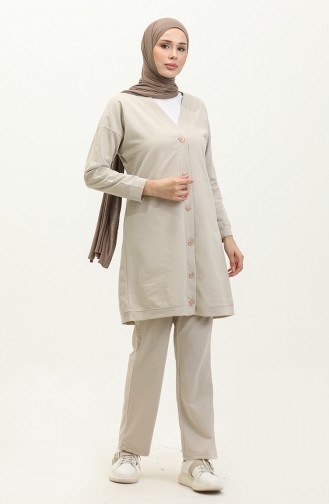 Buttoned Tracksuit 3051-05 Beige 3051-05