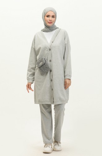 Buttoned Tracksuit Set 3051-06 Grey 3051-06
