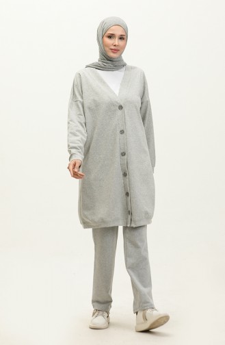 Buttoned Tracksuit Set 3051-06 Grey 3051-06