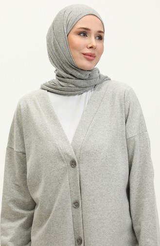 Buttoned Tracksuit Set 3051-06 Grey 3051-06