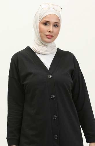 Buttoned Tracksuit Set 3051-08 Black 3051-08