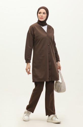 Buttoned Tracksuit 3051-11 Brown 3051-11