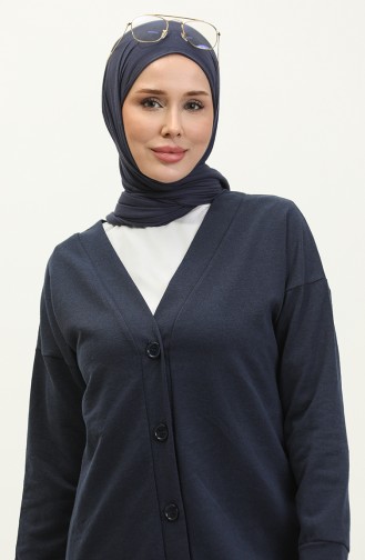 Buttoned Tracksuit Set 3051-13 Navy Blue 3051-13