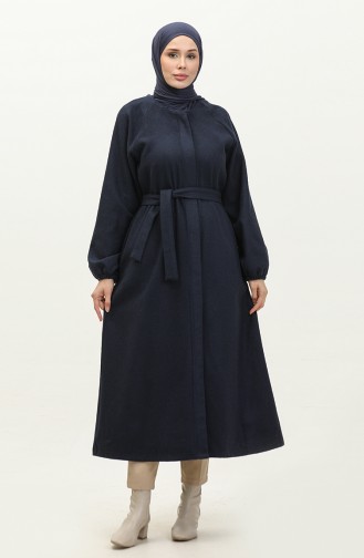 Hidden Buttoned Cachet Coat 3200-02 Navy Blue 3200-02