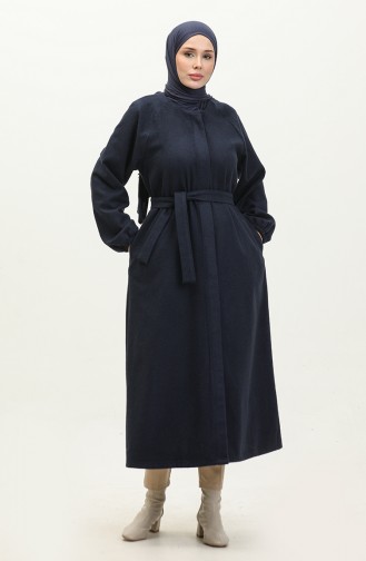 Hidden Buttoned Cachet Coat 3200-02 Navy Blue 3200-02