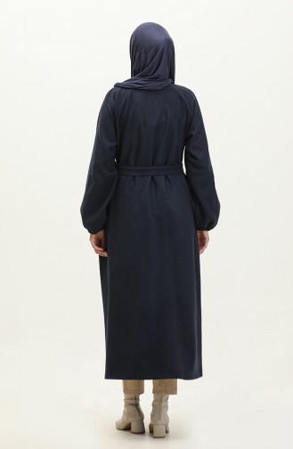 Hidden Buttoned Cachet Coat 3200-02 Navy Blue 3200-02