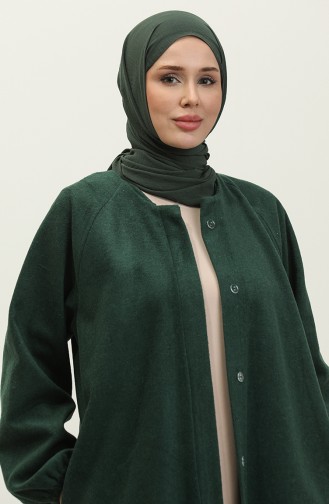 Manteau à Boutons Cachés 3200-03 Vert Emeraude 3200-03