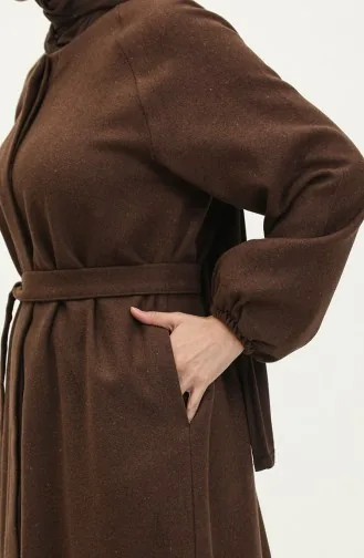 Manteau Cachemire Boutons Cachés 3200-04 Marron 3200-04