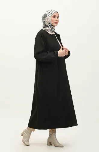 معطف كشمير مخفي بأزرار 3200-07 لون أسود 3200-07