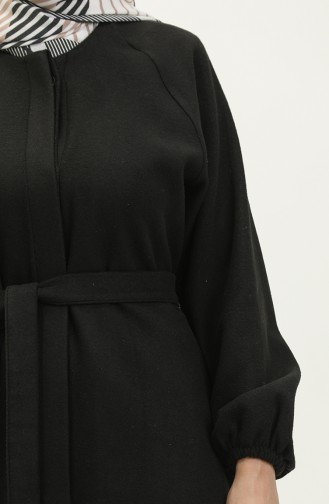 Kaschmirmantel Mit Versteckten Knöpfen 3200-07 Schwarz 3200-07