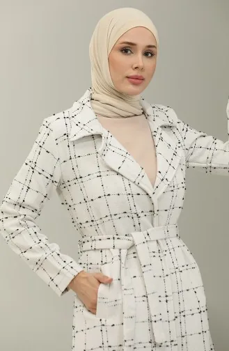Cape Tweed Avec Ceinture 5507-03 Blanc 5507-03