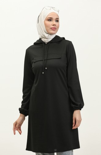 Kapüşonlu Tunik 1008-01 Siyah