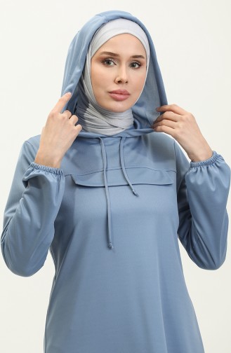 Kapüşonlu Tunik 1008-02 Buz Mavisi