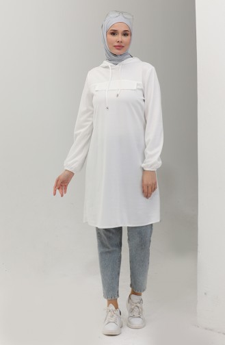 Kapüşonlu Tunik 1008-05 Ekru