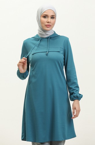 Kapüşonlu Tunik 1008-09 Turkuaz