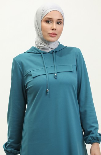 Kapüşonlu Tunik 1008-09 Turkuaz