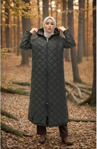 Vivezza Gesteppte Abaya Mit Kapuze Und Reißverschluss 8513-01 Schwarz 8513-01