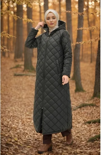 Vivezza Gesteppte Abaya Mit Kapuze Und Reißverschluss 8513-01 Schwarz 8513-01