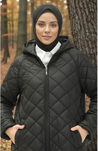 Vivezza Hooded Zippered Quilted Abaya 8513-01 Black 8513-01