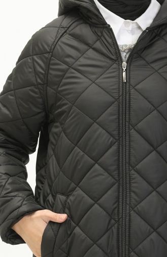Vivezza Hooded Zippered Quilted Abaya 8513-01 Black 8513-01