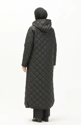Vivezza Gesteppte Abaya Mit Kapuze Und Reißverschluss 8513-01 Schwarz 8513-01