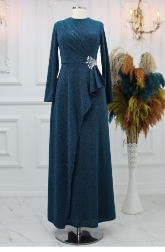 Amine Hüma Bella Hijab Abendkleid Petrol 3126