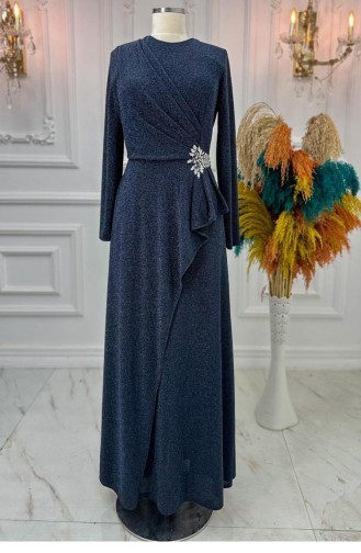 Amine Hüma Bella Hijab Abendkleid Marineblau 3127